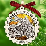 Motorcycle Ornaments for Christmas Tree 2025 - Wooden Motorcycle Ornament for Men Bikers - Cool Biker Christmas Decorations - Motorcycle Gifts for Dad, Husband, Riders, Motorbike Lovers