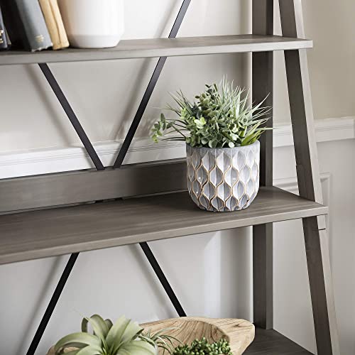 Walker Edison X Back Modern Farmhouse Wood Bookcase Bookshelf Home Office Living Room Storage, 4 Shelves, Grey #TOP3
