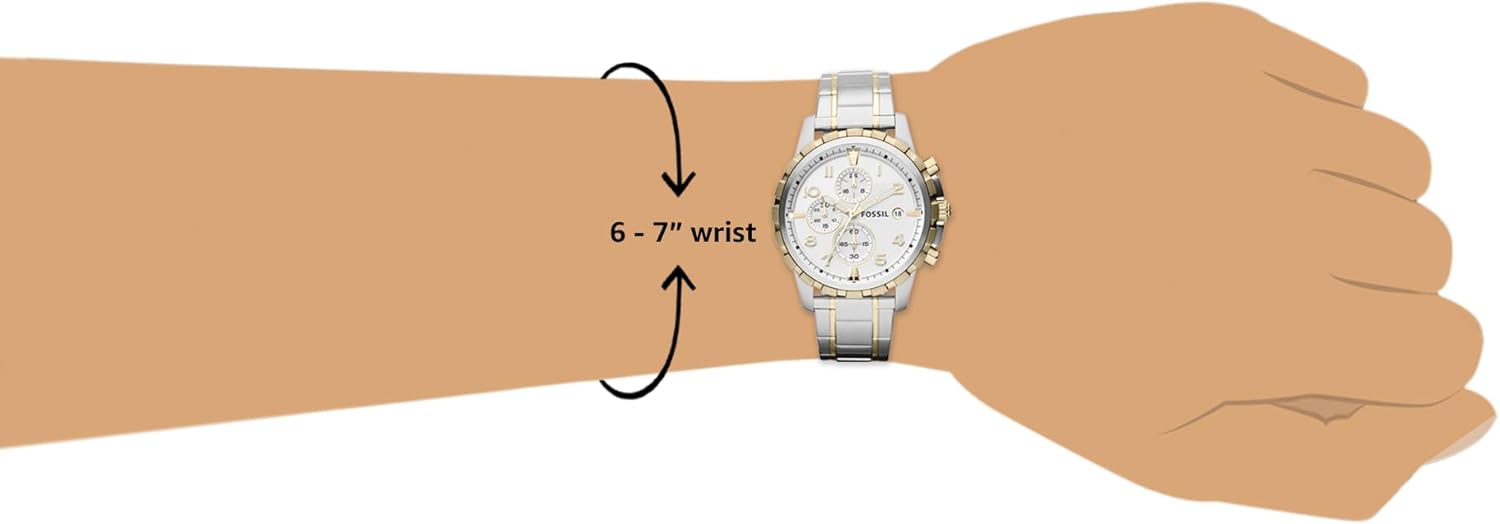Fossil Dean Men's Dress Watch with Chronograph Display and Stainless Steel Bracelet Band 2T Silver/Gold