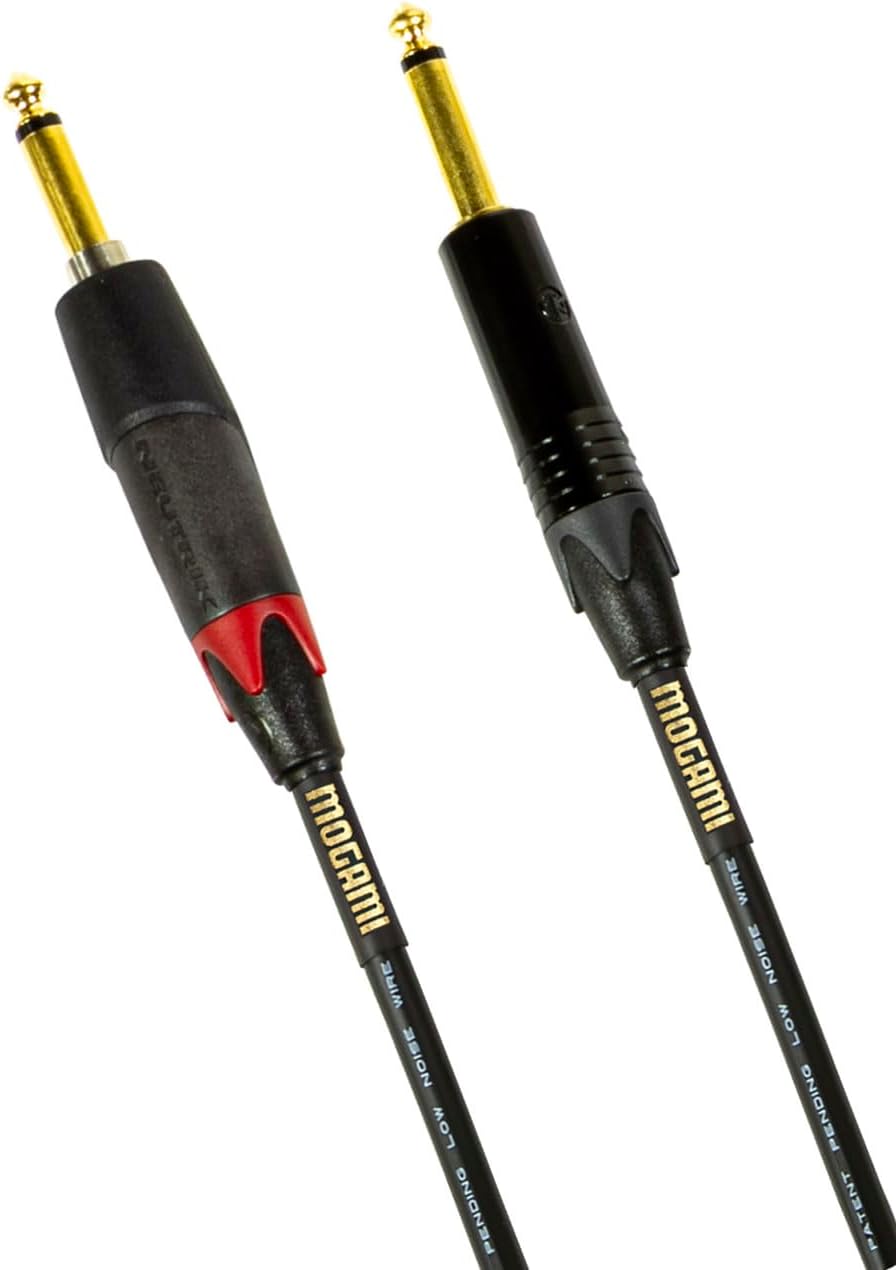 Mogami Gold INST Silent S-10 Guitar Instrument Cable, 1/4" TS Male Plugs, Gold Contacts, Straight Connectors with silentPLUG, 10 Foot