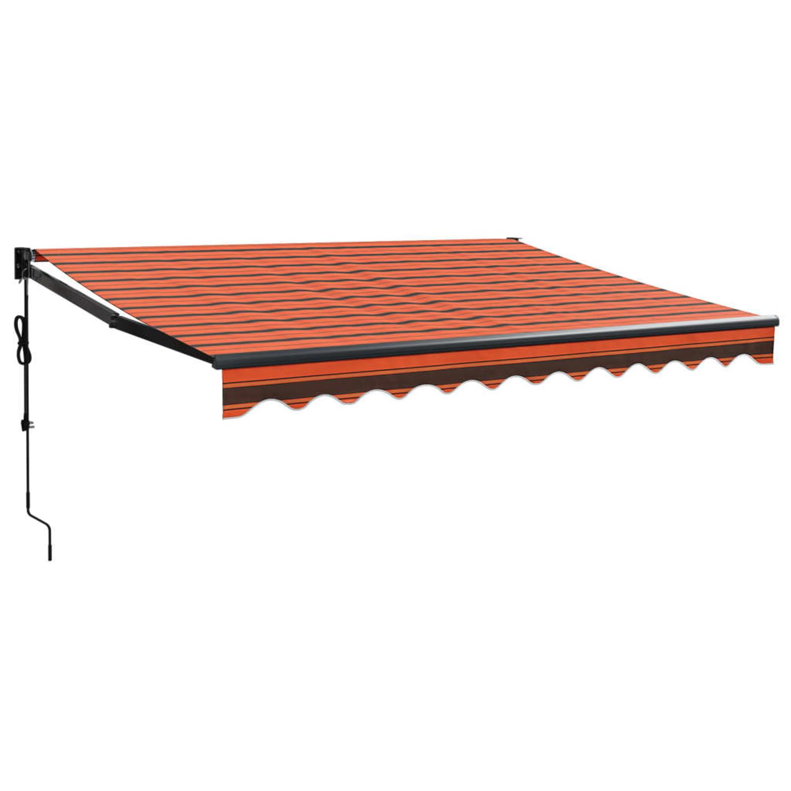 ARKEM Elektrische Markise mit Kurbel Orange und Braun 3,5x2,5 m Markise Wohnwagen Senkrechtmarkise