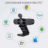 EMEET Full HD Webcam - C960 1080P Webcam mit Objektivabdeckung & Dual Mikrofon, 90 ° Streaming Kamera mit Automatische Lichtkorrektur, Plug & Play, für Linux, Win10, Mac OS – Ansicht 5