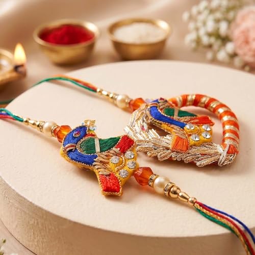 Image of ascension 1 Pair of Couple Rakhi for Bhaiya and Bhabhi Rakhi for Raksha Bandhan Bhai Bhabhi Couple Bracelet with You are My Hero Fridge Magnet & Roli Tilak Pack