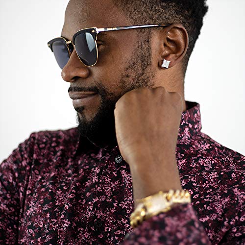 Lureen Mens Earring Silver 11Mm Square Cz Stud Earring For Men Boys #TOP3