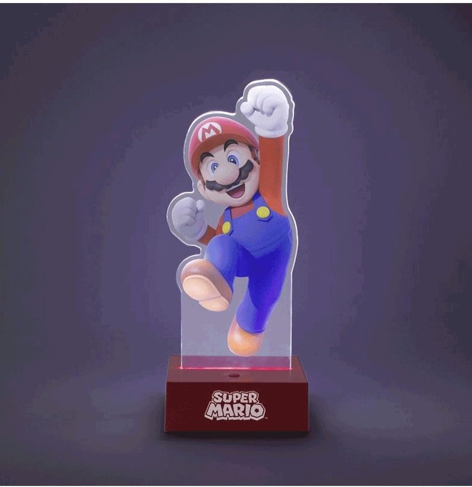 Paladone Super Mario Acrylic Light - Officially Licensed Nintendo, Lamp to Decorate Your Gaming Desk or Night Stand, Bedroom Decor Gamers, Battery Powered