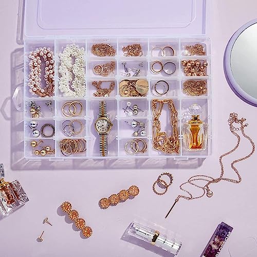 Image of Rylan Plastic 36 Grid Cells Multicolorpurpose Jewelry Organizer Rectangular Storage Box, with Adjustable Dividers, Transparent Storage Organizer Box for Jewelry Beads Earring