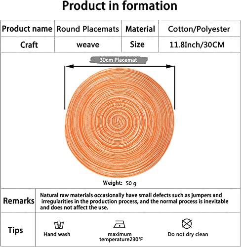 ADIDO EVA Round Placemats Set of 4 Heat Resistant Braided Place Mats 11.8 inch for Kitchen Table Orange by ADIDO EVA - Used condition - Image 2