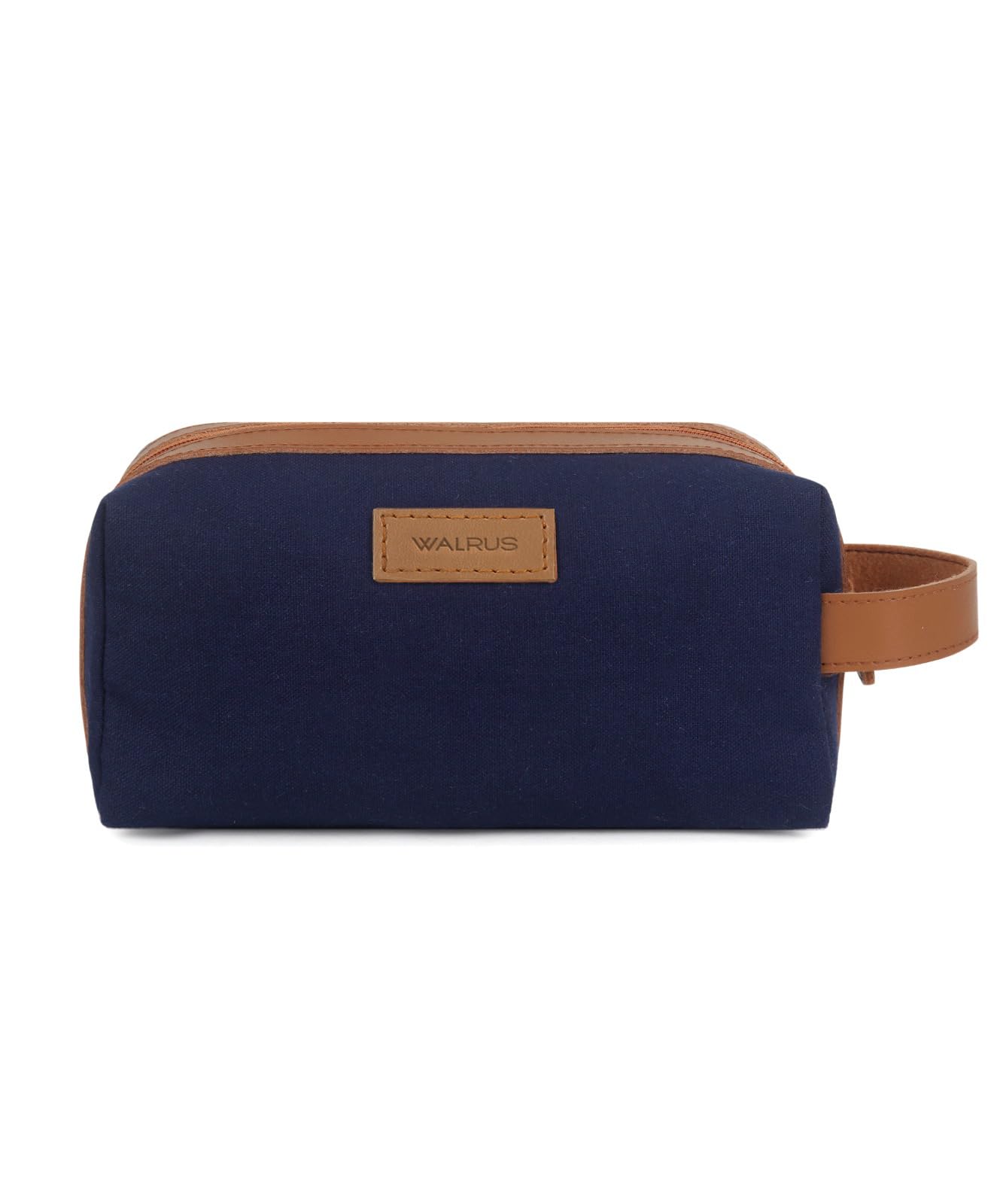 Canvas Fabric Toiletry Bag Unisex, Travel Pouch for Toiletries Shaving Kit & Cosmetics, Water Resistance for Travel Accessories, Organizer Travel Pouch for Makeup, Blue & Brown-image-8