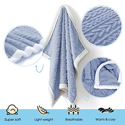 Dezanbo Baby Blanket For Boys Girls, Stylish 3D Sherpa Fleece Baby Blankets For Newborn Infants,30”X 40”-Super Soft Fluffy Warm Cozy Plush Fuzzy,Great For Baby Showers,Blue #TOP1