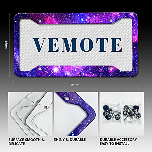 Purple License Plate Frames Starry Sky License Plates Covers Aluminum Metal License Plate Holder Auto Car Tag With 4 Holes Screws Standard Size 2 Pcs Set #TOP1