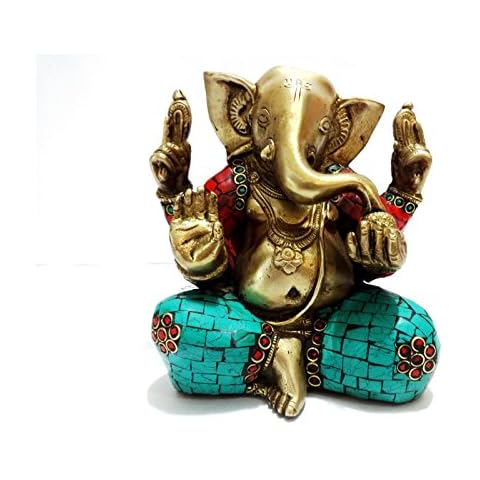 Handmade Brass Turquoise Ganesh Statue Cover