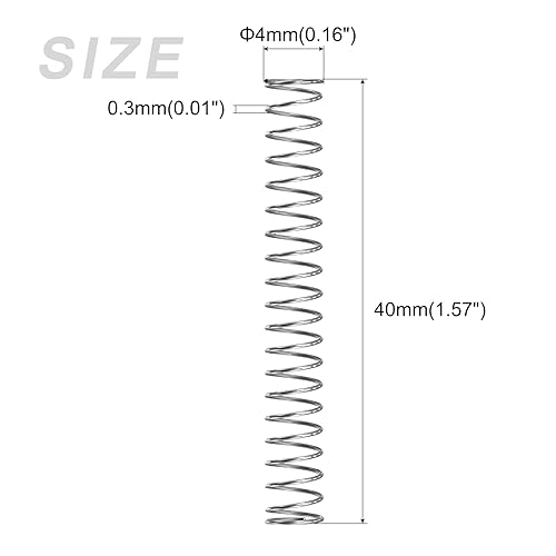 Miniatura 93 de METALLIXITY Resortes de compresión (0.012 x 0.118 in de diámetro exterior, 1.18 pulgadas de longitud libre) 10 unidades, resorte de extensión
