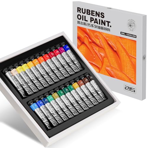 Paul Rubens Oil Paint, 24 Colors*20ml/0.67 oz Tubes, Professional Bright Oil Colors with High Saturation, Creamy Texture, and Consistency, Art Supplies for Artists, Students, Beginners