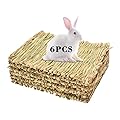 Grass mat for Rabbit Bunny Sangle Sopffy 6 Pcs,Rabbit Hay Mat,Small Animal Cages Hay Mat,Rabbit Grass Mat,Nesting and Toys for Guinea Pig Parrot Rabbit Bunny Hamster Chinchilla Squirrel