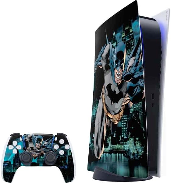 Skinit Decal Gaming Skin Compatible with PS5 Bundle - Officially Licensed DC Comics Batman Holding Batarang Art Design