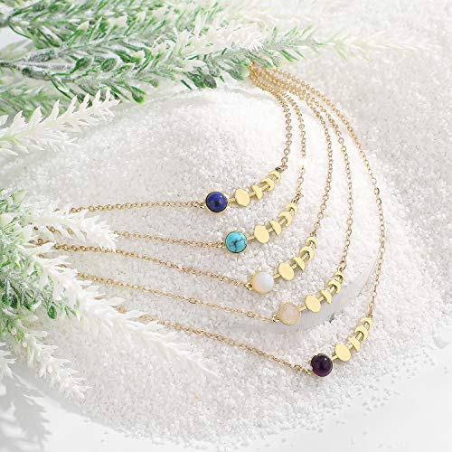 sedmart Moon Phase Turquoise Jewelry Necklace for Women Girls,Natural Stone Opal Silver Necklace Valentine's Day Jewelry Gifts for Women,Mothers Day Birthday Gifts2