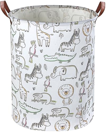 Image of Essme Kids Laundry Hamper,Baby Laundry Basket Collapsible Greeen Hamper for Kids Room Decor, Animal Hamper,Cute Storage Basket, Nursery Hamper,Gift Baskets.(Line animal )