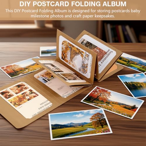 Image of Zibuyu 1 DIY Scrapbook Photo Album, Craft Paper, Ribbon Closure | Photo and Note Display, Foldable Format for Scrapbooking, Craft Paper Pages, Tassel Charm Detail