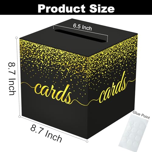 image for WNINK Black Gold Cards Box for Birthday, Wedding, Bridal or Baby Showe