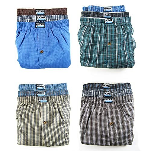 6 Mens Plaid Boxer Shorts Lot Underwear Pack Size L 38-40 Comfort Waistband New Blue