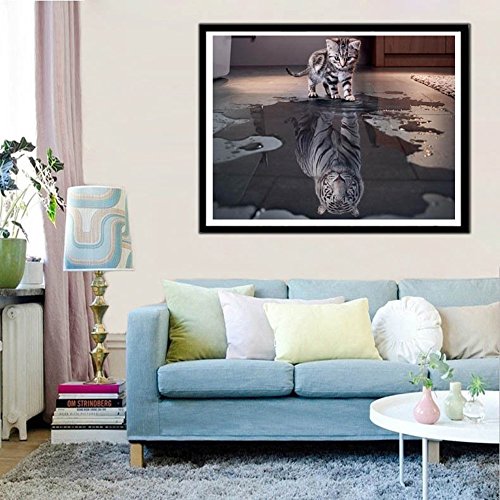 Kit de pintura de diamante 5D DIY Decdeal com estampa de gato, mosaico bordado de resina, strass, mo