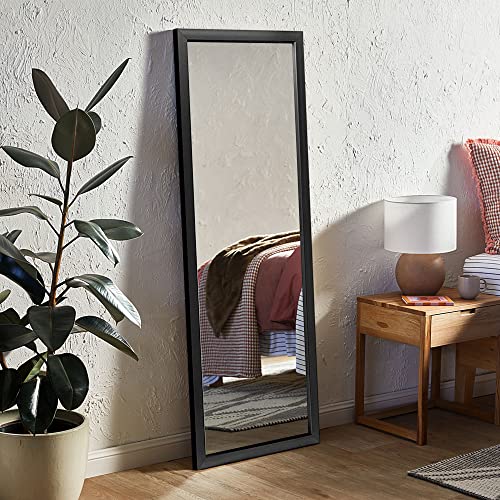 Image of NeuType Full Length Mirror, 51x18 inches, Polystyrene (PS), Modern, Black, Door Mount