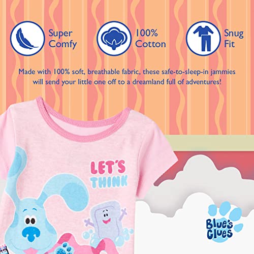 Nickelodeon Girls' Paw Patrol | Baby Shark | Blue's Clues & You 4-Piece Snug-Fit Cotton Pajamas Set, Get A Glue, 3T #TOP2