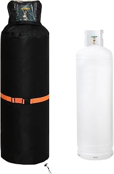 100lb Propane Tank Cover,Top Opening,600D Heavy Duty Waterproof Double Layer Oxford Gas Tank Cover with Windproof Buckle Straps & Drawstring,Dustproof UV-Resistant Propane Gas Can Protection,Black