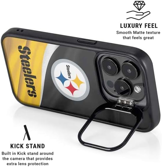 Skinit Kickstand Phone Case Compatible with iPhone 14 Pro - Officially Licensed NFL Pittsburgh Steelers Design