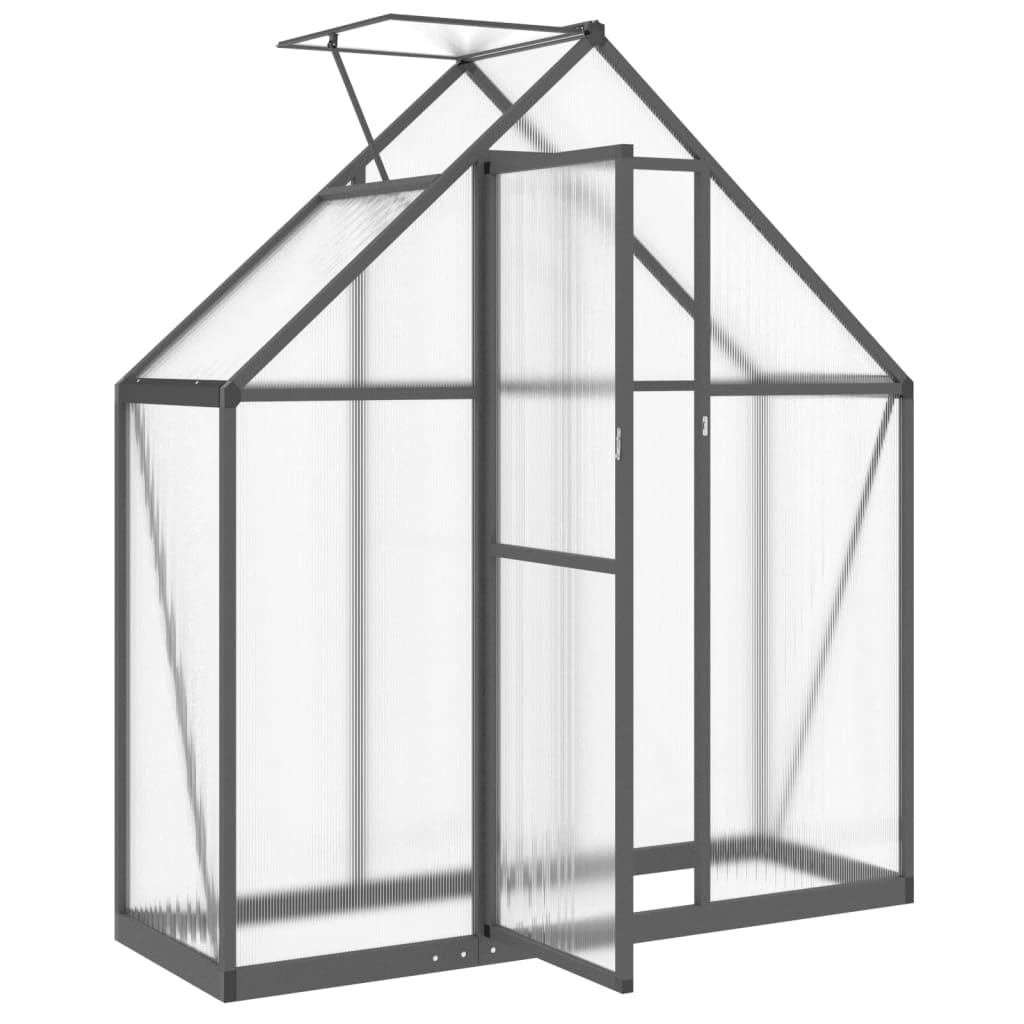 Festnight Invernadero de Aluminio con Marco Base, Invernadero de Jardín 169 x 58 x 195 cm Policarbonato, Invernadero de Vidrio con Base, Casero Plantas Cultivos Antracita