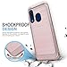 TJS Phone Case Compatible with Samsung Galaxy A20/Galaxy A30/Galaxy A50, [Tempered Glass Screen Protector] Hybrid Shockproof Cover Metallic Brush Finish Hard Inner Layer (Rose Gold)