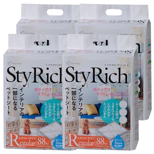 スタイリッチシート ペット用シーツ リラックスオリエンタルの香りレギュラー88枚×4袋