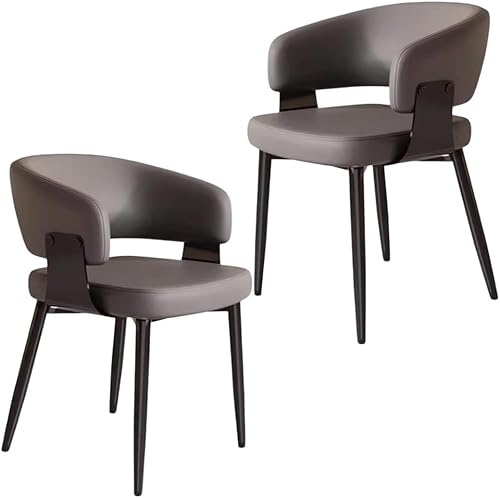 Miniatura 22 de YVYKFZD Juego de sillas de comedor, silla de comedor con patas de metal y respaldo curvo, sillas de cocina tapizadas de cuero, reposabrazos, silla