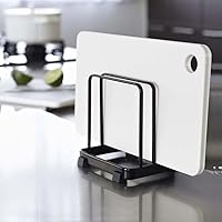 Vista 6 de Cutting Board Organizer, Cutting Board Holder Rack, Baking Cookie Pan Sheets for Cabinet Storage or Kitchen Counter (Black)