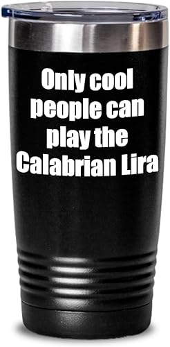 EzGift Funny Calabrian Lira Player Tumbler Musician Gift Idea Gag Insulated With Lid Stainless Steel Cup Black 20 Oz