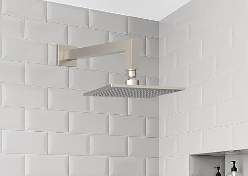 Aquaiaw Brazo de ducha y cabezal de ducha, brazo de ducha de montaje en pared de 12 pulgadas y cabezal de ducha de lluvia de 8 pulgadas, brazo de