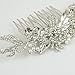 LUX ACCESSORIES Pave Floral Faux Pearl Crystal Leaf Bridal Hair Comb