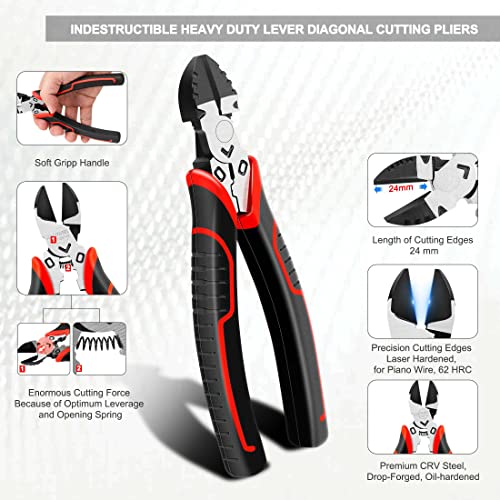 Hautmec 3Pcs High Leverage Plier Set Multi Pliers Tool Set With 8" Needle Nose Pliers,8" Linesman Pliers And 6" Diagonal Cutting Pliers Ht0270 #TOP3