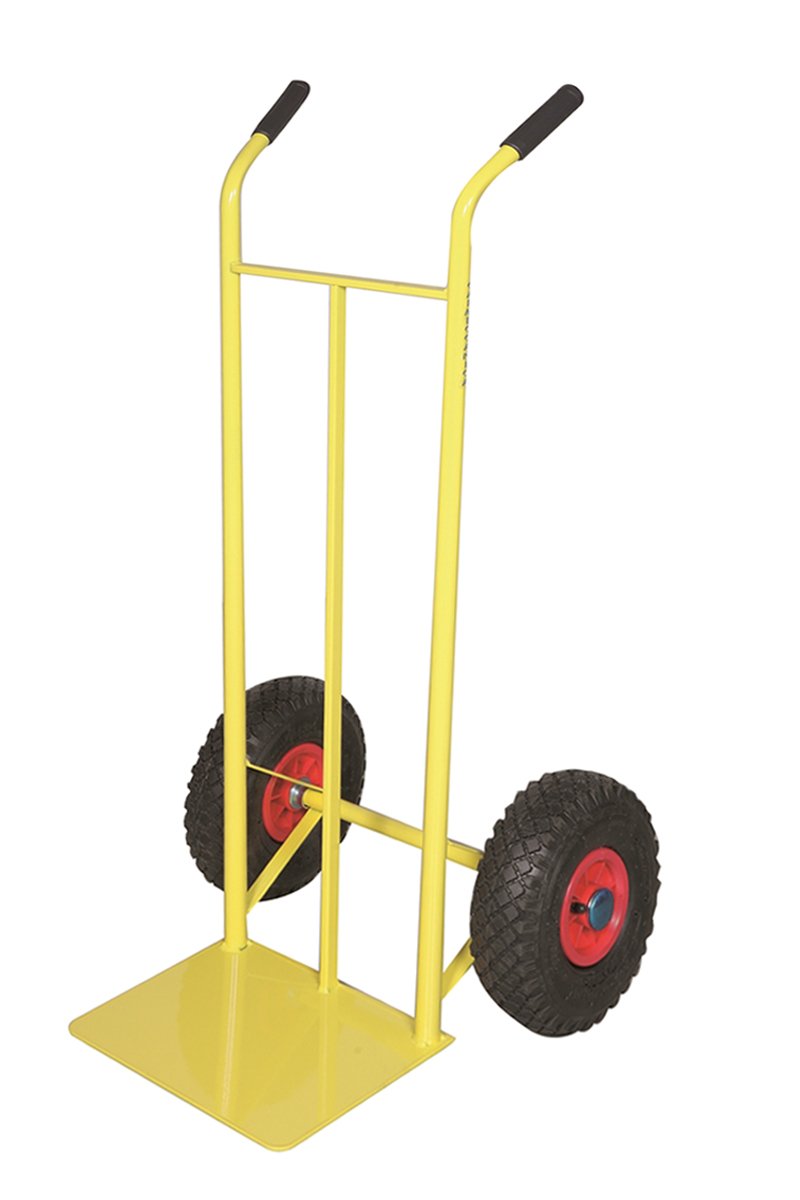 Chariot porte enceintes jaune avec roues pneumatiques ART107 lot 100