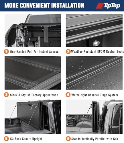 Image of TIPTOP FILP Up Hard Folding Tonneau Cover Fits 2022-2026 Ford Maverick with 4.5ft Bed (54.4 inch) | Lightweight FRP, Low-Profile Waterproof Truck Bed Cover G3.