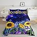 Feelyou Sunflowers Comforter Set Floral Print Bedding Set Glitter Comforter Galaxy Print Quilted Duvet Set for Kids Boys Girls King Boys