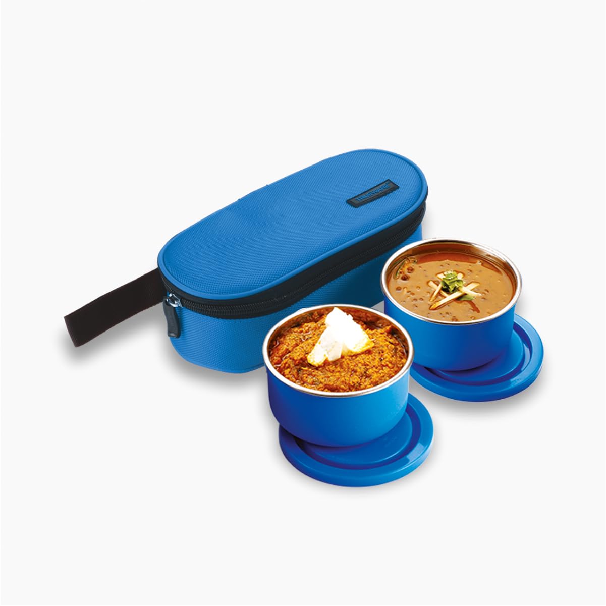 Trueware Eco Fresh 2 Lunch Box with 2 Container,300 ML X 2 | Blue | Microwave Safe | Lunch Box | Tiffin | Leak Proof | Easy to Carry | Food Grade | BPA Free | Stainless Steel Dabbi | Office
