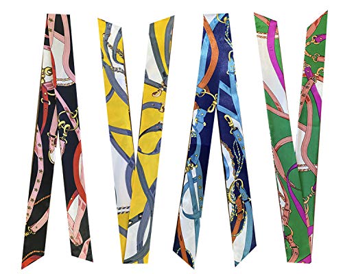 Pibupibu 8 Packs Narrow Handbag Handle Wrap Ribbon Neckerchief Scarf for Women, Belt, short