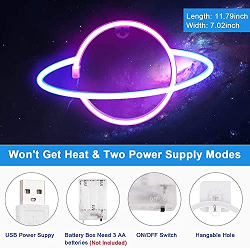 Brighten Up Your Space with SATYAM KRAFT Neon LED Planet Lights - Perfect for Gifting and Adding Vibrant Decor to Your Bedroom, Living Room, or Walls! Get Yours with USB Plug-in and Pick from Pink or Blue Colors. Order Now!