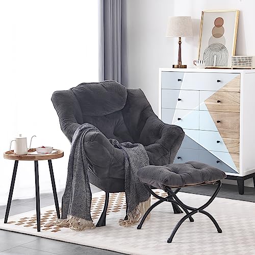 Image of LITA Modern Accent Leisure Upholstered Sofa Chair, Lounge Reading Chair with Armrests and a Side Pocket for Living Room, Bedroom & Small Space, Plush Navy