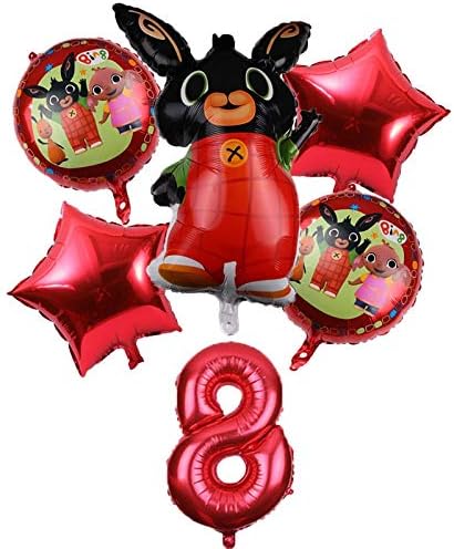 Balloon 6pcs 83*45cm Bing Bunny Foil Balloon Cartoon Rabbit Balloons Set 32inch Number Baby 1-9th Birthday Party Decor Supplies Toys ( Color : Red 8 )