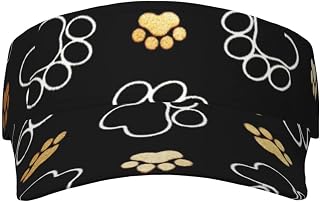ELRoal Dog Paw Prints Printed Adult Sunscreen Visor Cap Lightweight and Breathable Adult Sun Visor Empty top hat Versatile Outdoor hat Black