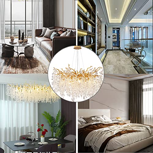 Elgobst Modern Crystal Chandeliers Gold Luxury Money Tree Branch Chandelier Pendant Lighting Round Ceiling Light Fixtures For Dining Room,Bedroom,Living Room 26.7" #TOP4