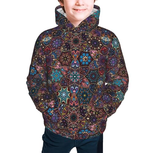 Mandala Flower Element 1 Kids Pullover Hoodies Boys Sweatshirts Girls Athletic Clothes with Pocket2