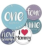 Baby Monthly Milestone Stickers - 24 Adorable Belly Stickers for Boys or Girls in Their First Year. Capture Loving Memories for a Scrapbook or Track Their Achievements from 1-12 Months